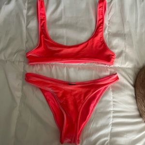 Hot Pink Velvet Triangl Bikini